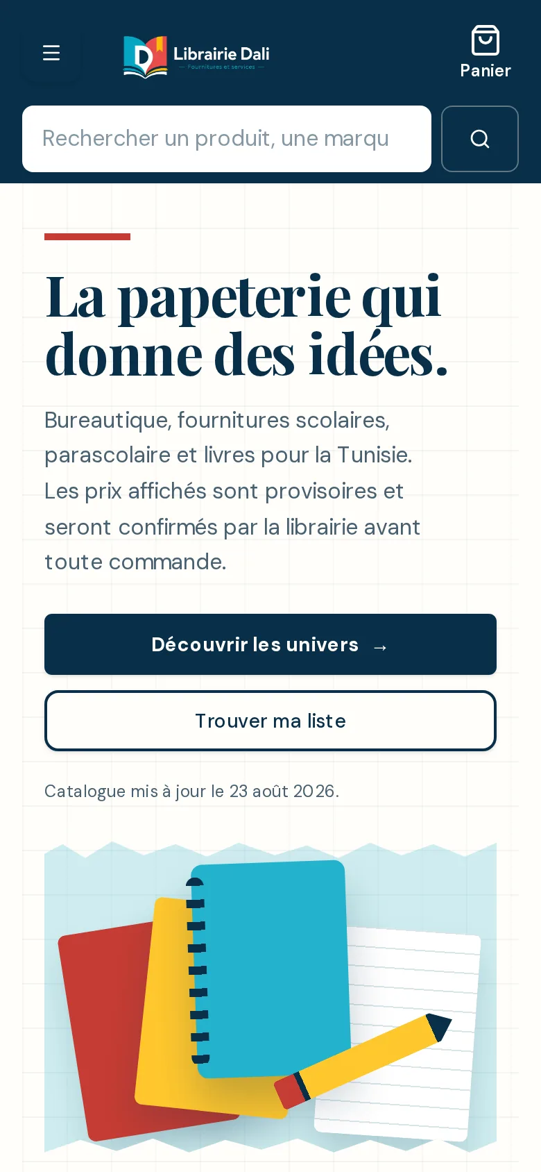 Librairie Dali mobile homepage